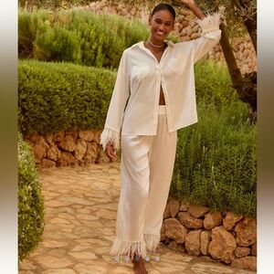 Anthropologie Hutch Feather Pajamas Set